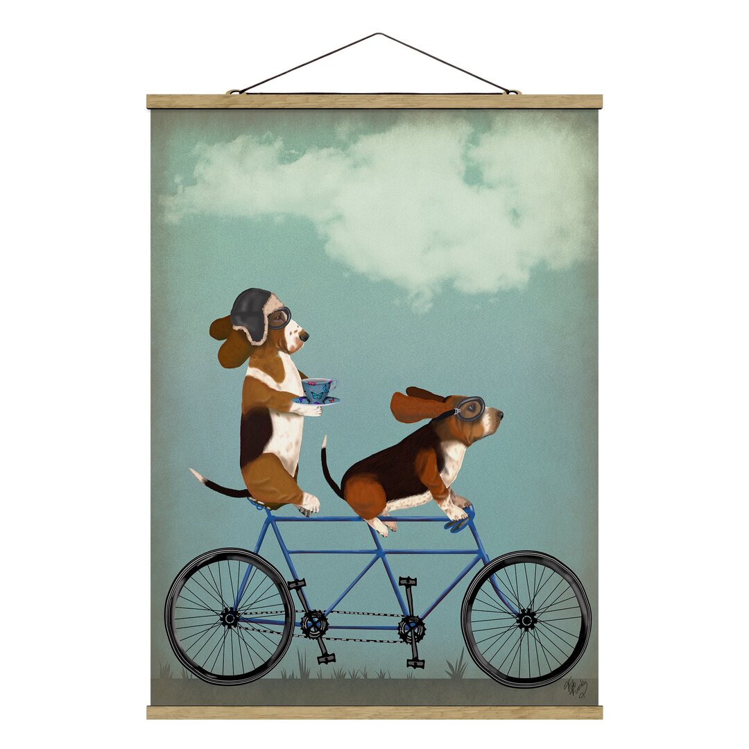 Stoffbild Mit Posterleisten - Radtour - Bassets Tandem - Hochformat 4:3