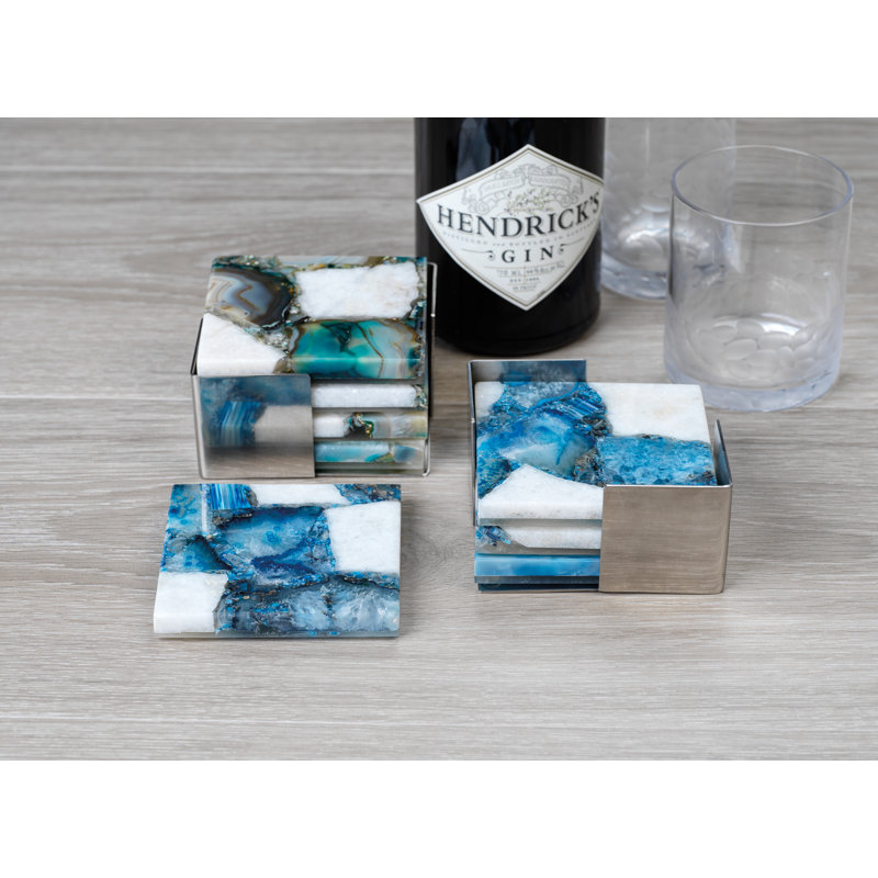 Ensemble de sous-verres avec porte-verres, Vert