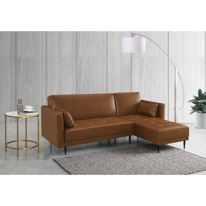 Kishanna 3 Seater Faux Leather Sofa Bed, Brown