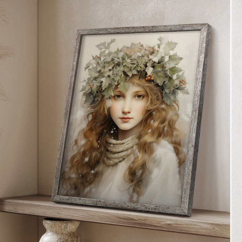 Reproduction d'art encadrée en bois massif Christmas Christmas, H 11 po x l 9 po