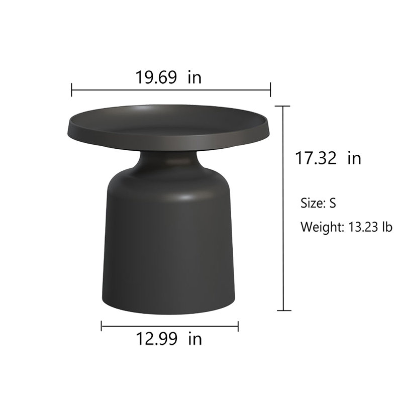 Table d'appoint moderne Martini, noir et blanc mat, 27 pi / 20 pi