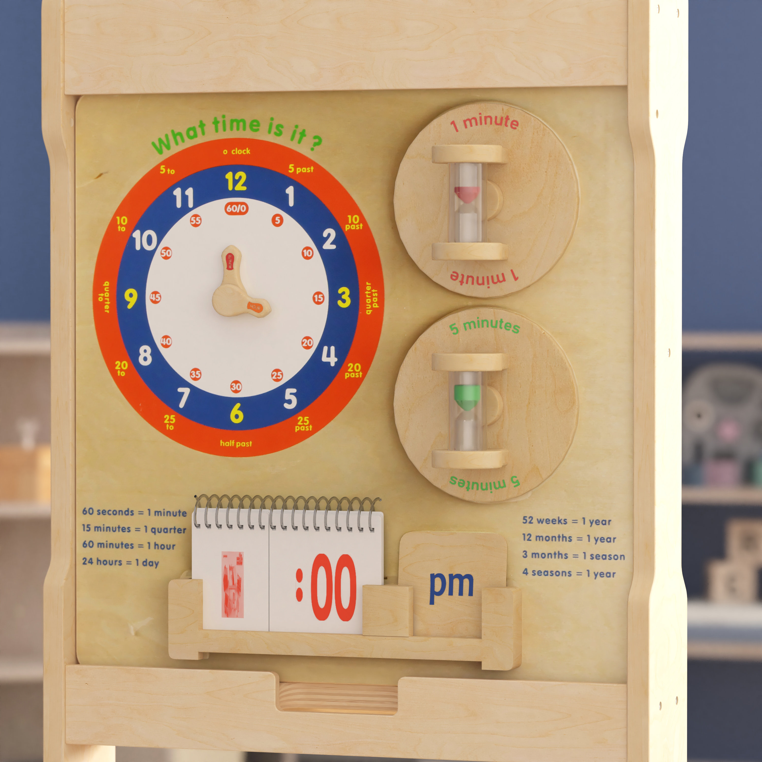 Bright Beginnings Commercial Grade Wooden Telling Time STEAM Wall Accessory Board | Wayfair