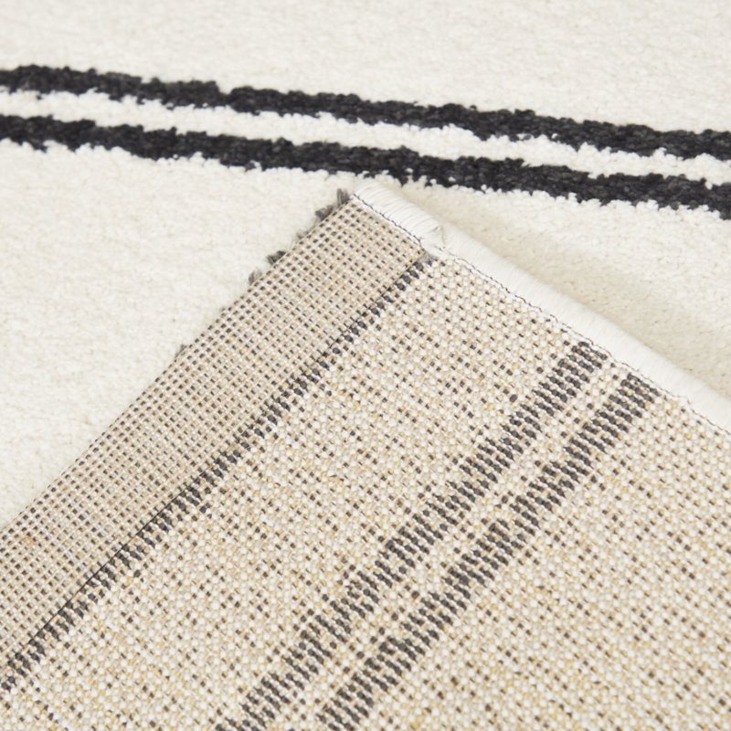 Roika Performance Geometric Ivory Rug, Rectangle 6'7" x 9'