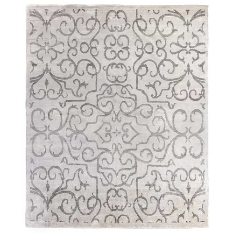Bamboo Silk Damask Area Rug, Rectangle 10' x 14'
