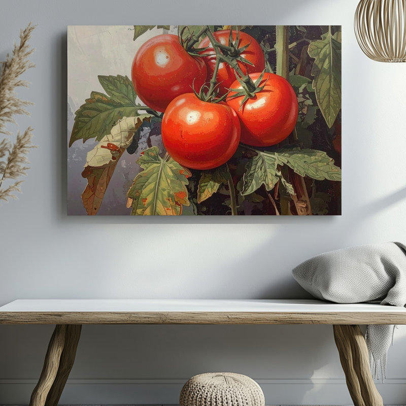 «Heirloom Tomato Botanical Canvasrealistic Garden Harvest», art mural, H 9 po x l 12 po