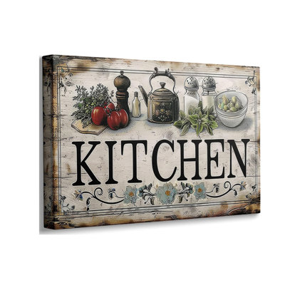 Vintage Kitchen Canvas Wall Art Country Kitchen Wall Decor Vegetable Food Picture Print Artwork for Restaurant Home Decoration