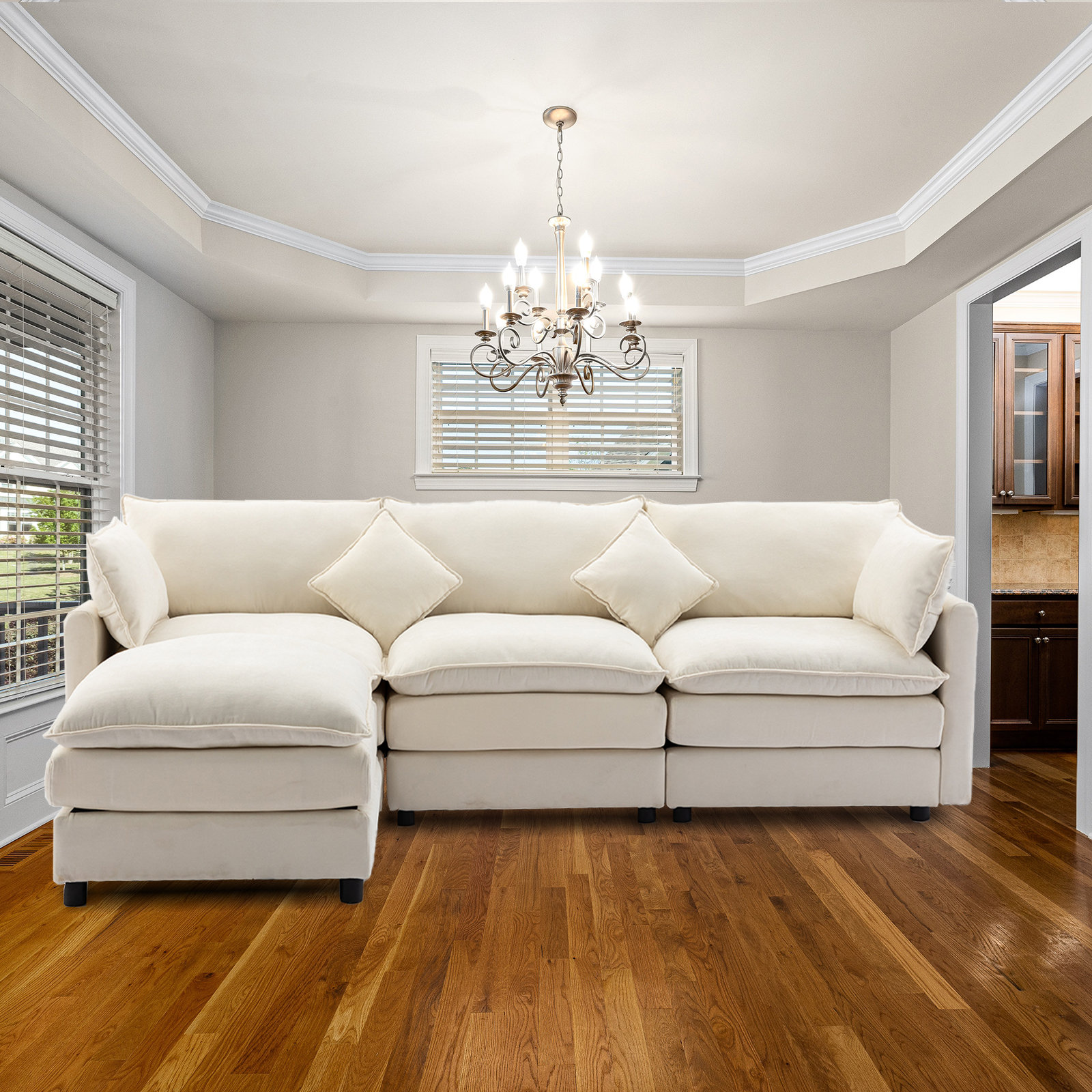 Latitude Run® Balendin L-Shaped Sectional Sofa, Apartment Couch with ...