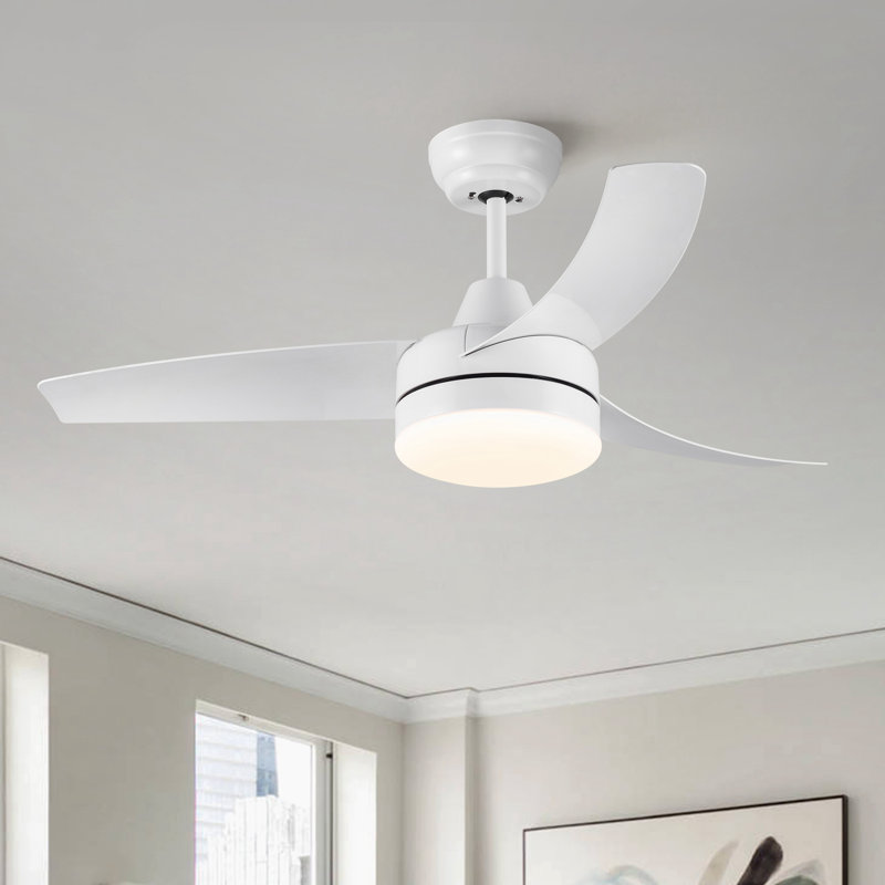 41.96 " Ceiling Fan with LED Lights with Light Kit, White, White