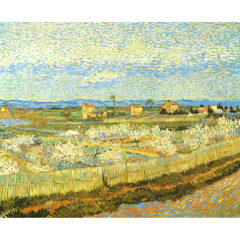 Fleurs de pêcher dans le Crau, H 15 po x l 18 po