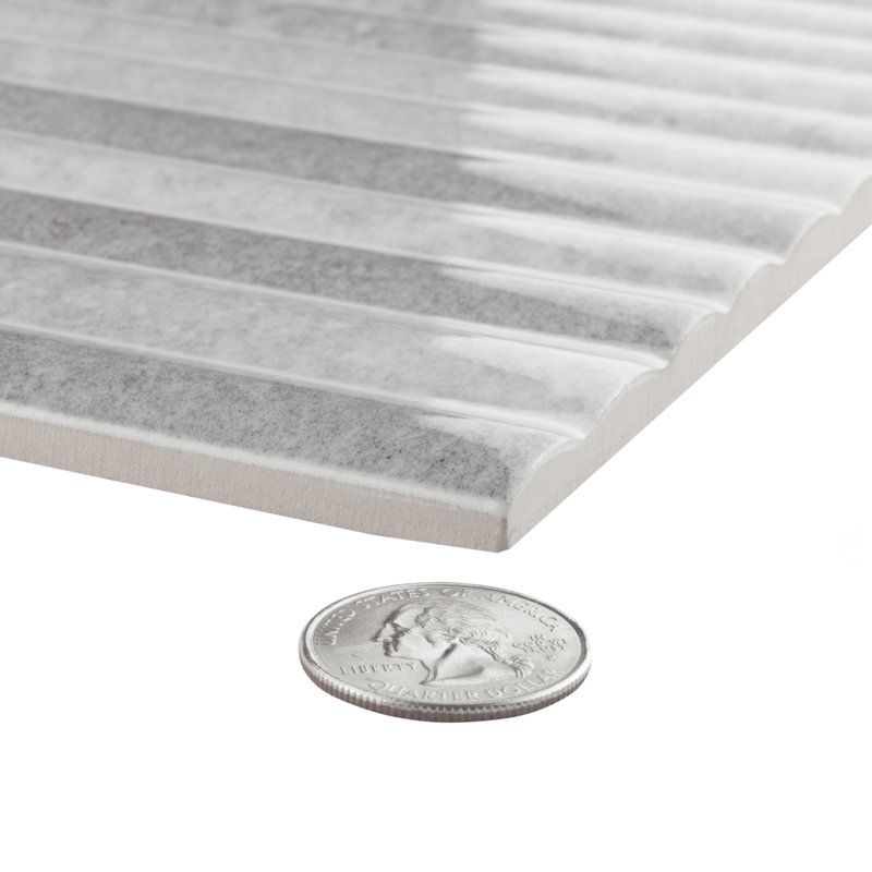Rubik 5.88" x 11.75" Ceramic Patterned Tile, White