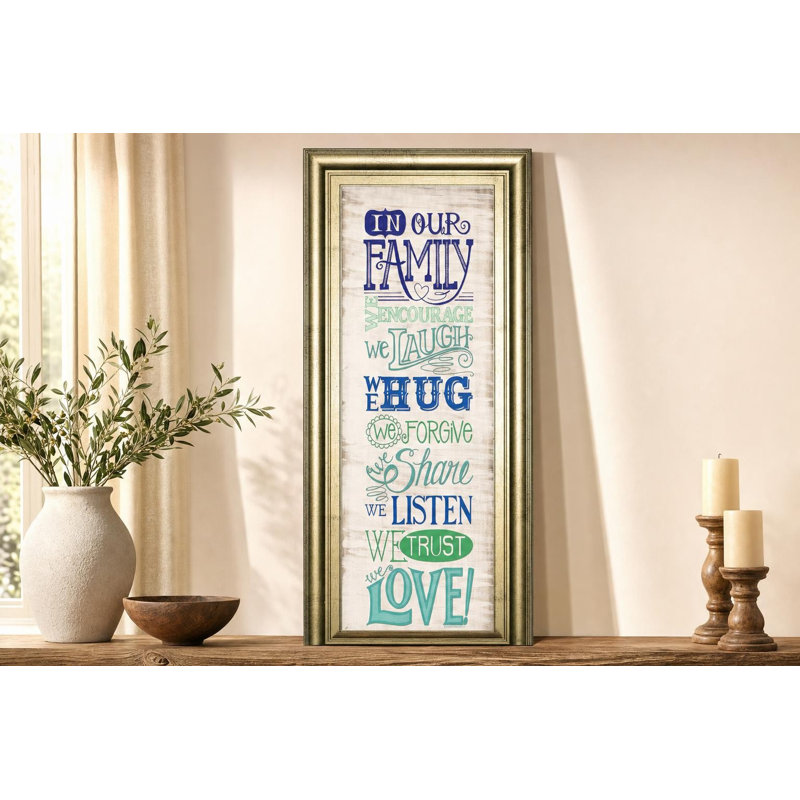 Art mural Family Encouragement - 18 po x 42 po - Cadre doré