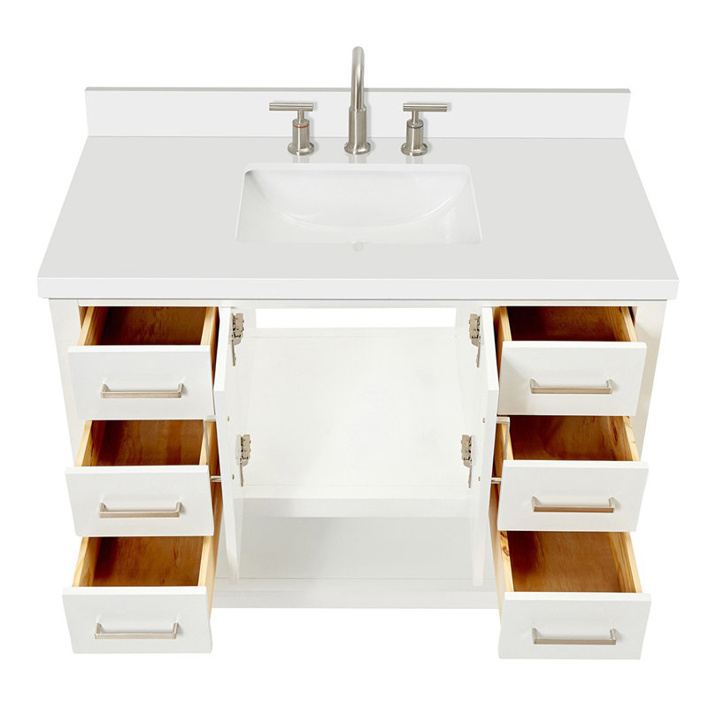 Meuble-lavabo simple avec plateau ARIEL Moille 42, Blanc, Rectangular