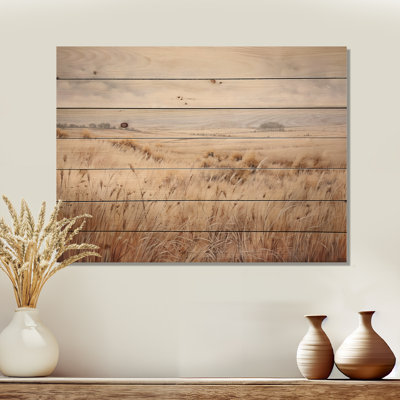 Prairie Peacefulness Meadows - Prairies Wood Art On Natural Pine Wood