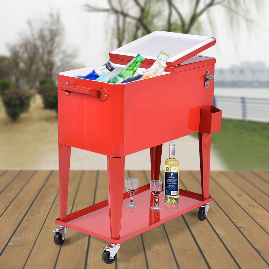 Costway 80 Quarts Serving Station / Cart Cooler with wheels in Red Costway