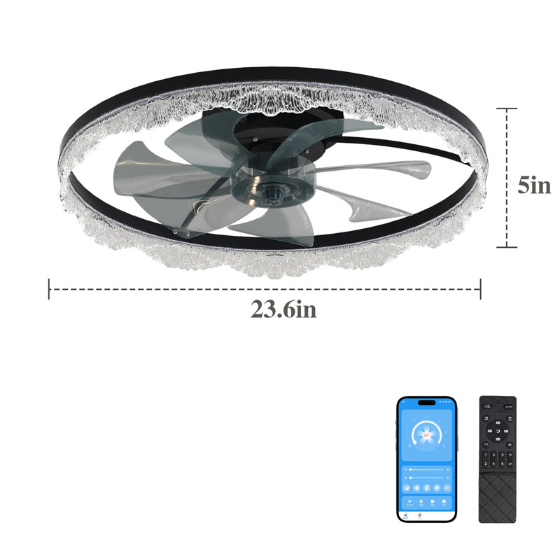 Indoor Bedroom LED Flush Mount Ceiling Fan Light With Remote Control and Light Kit Include, Ideal for Low Ceilings
