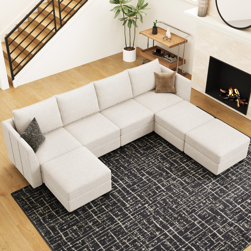 Uthyr 8 Pieces U Shaped 4-Seat Sofa Couch 112.6 Inch Wide Livingroom Modular Sofa Sectional Storage Couch With Chaise And Detachable And Washable Cushion Cover