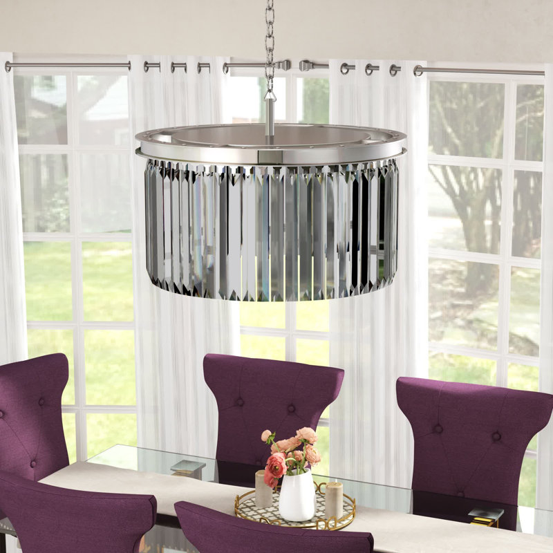 Yazmin 8 - Light Crystal Pendant, Gray, Polished Nickel