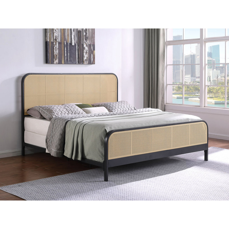 Lit de style oriental en métal noir Coastal - Inspired, King, Black