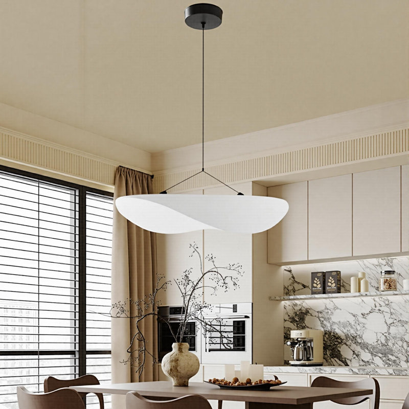 Luminaire suspendu en tissu blanc, H 5,9 po x l 19,68 po x P 19,68 po