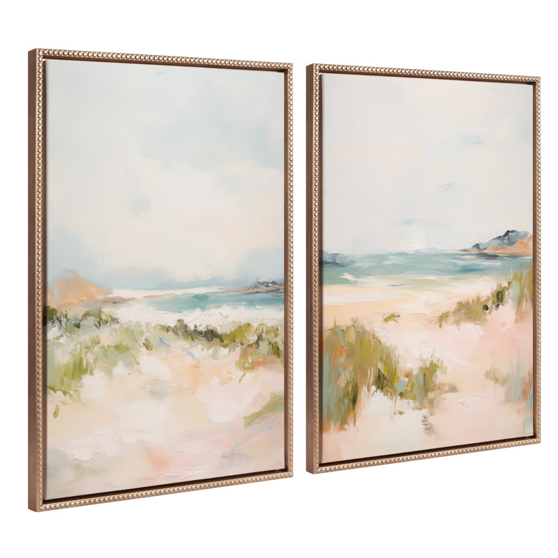 «Tranquil Landscape III and V» par Amy Lighthall, ensemble d'art mural sur toile encadrée, Or perlé