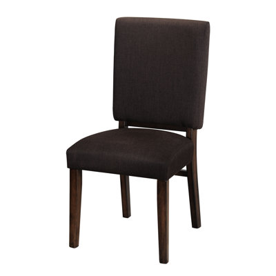 2Pc Walnut Finish Wooden Side Chairs, Upholstered With Chocolate Brown Fabric For Stylish Dining Finished Wood Chairs Eating Area, , In Space