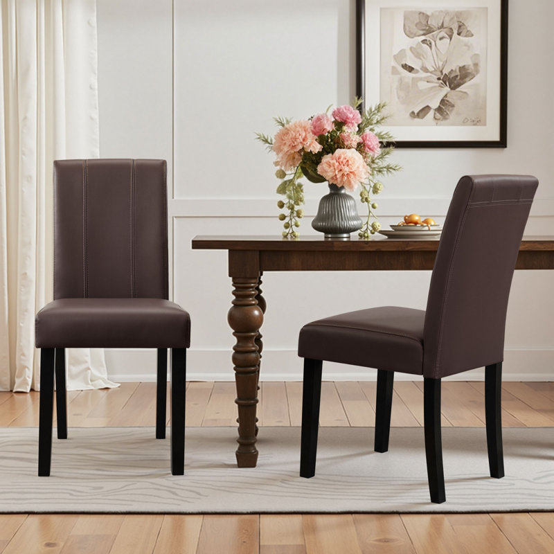 Mitman PU Leather Waterproof Dining Chair, Brown, 2