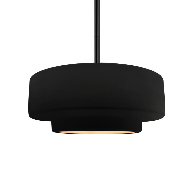 Luminaire suspendu à 1 lumière Meydan, Noir carbone mat / or champagne, H 5,25 po x l 14,5 po x P 14,5 po, Matte Black