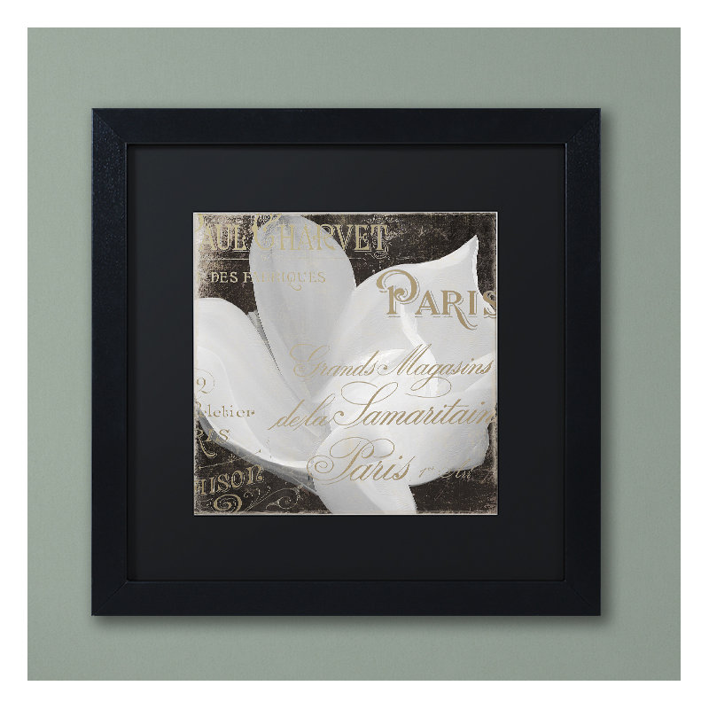 Jadaya «Fleurs Blanc II» par Color Bakery, impression encadrée, H 11 po x l 14 po x P 0,5 po, Noir, Cadre noir