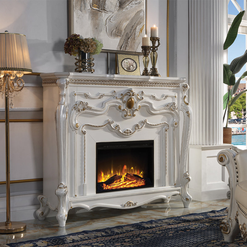 Massa 59'' W Electric Fireplace with 1500 BTU, Antique Pearl