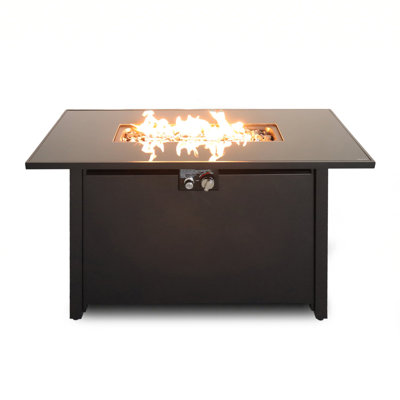 Table de foyer d'extérieur contemporaine en acier 42 "avec pierres de lave - 50 000 BTU à double combustible