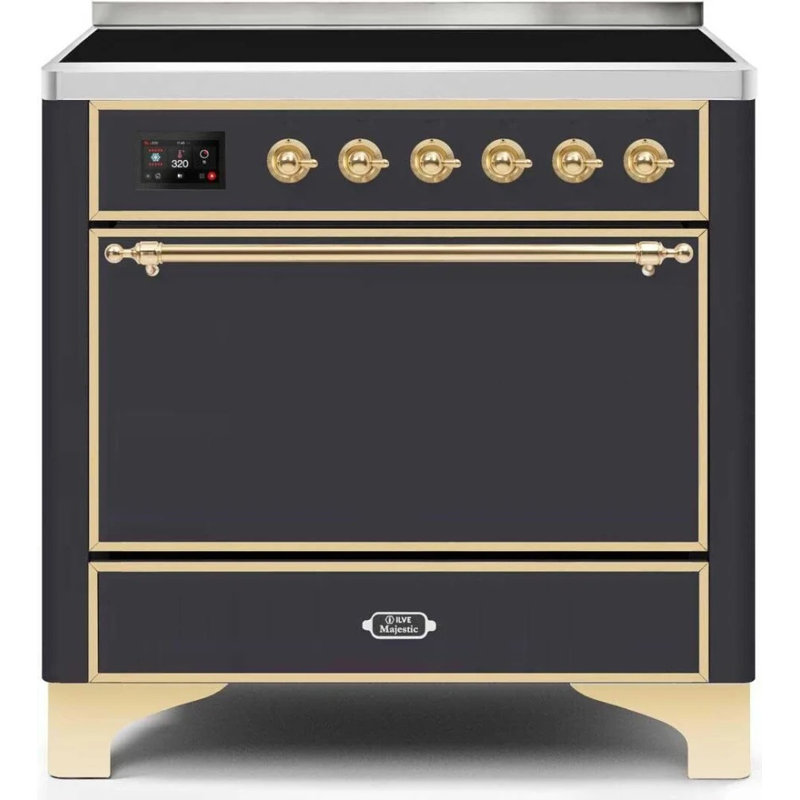 Majestic Ii 36 Inch Freestanding Induction Range, Graphite Matte/Brass