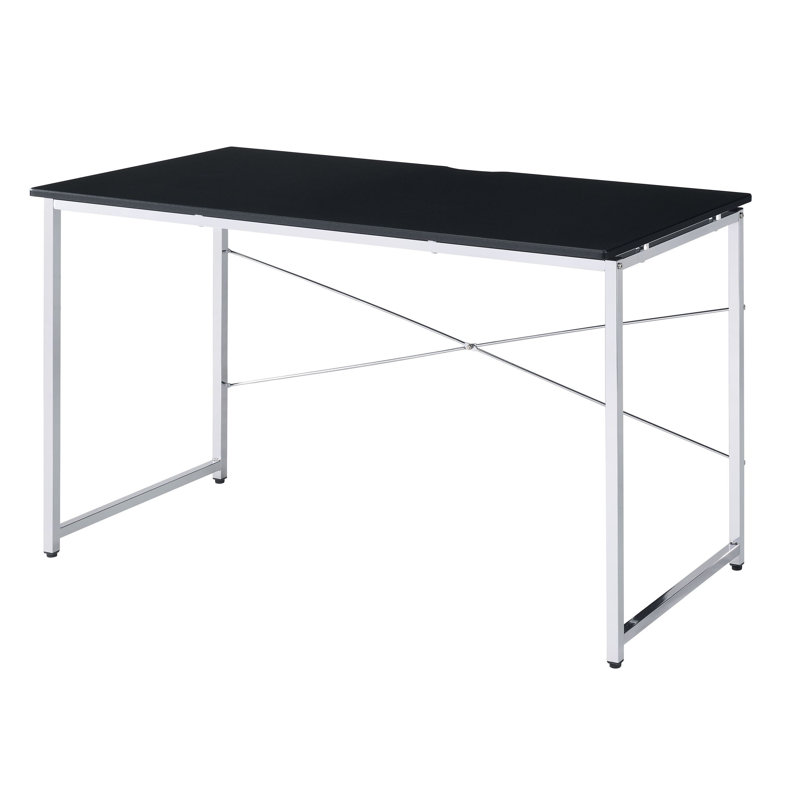 Tennos Contemporary 47"L Rectangular Vanity Desk in Black & Chrome