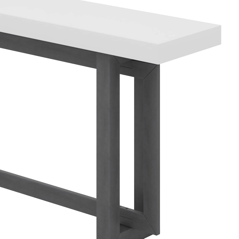 Console de 59,1 pouces avec placage de pin, table d'entrée de conception triple rectangulaire, pieds en bois massif, table de canapé polyvalente