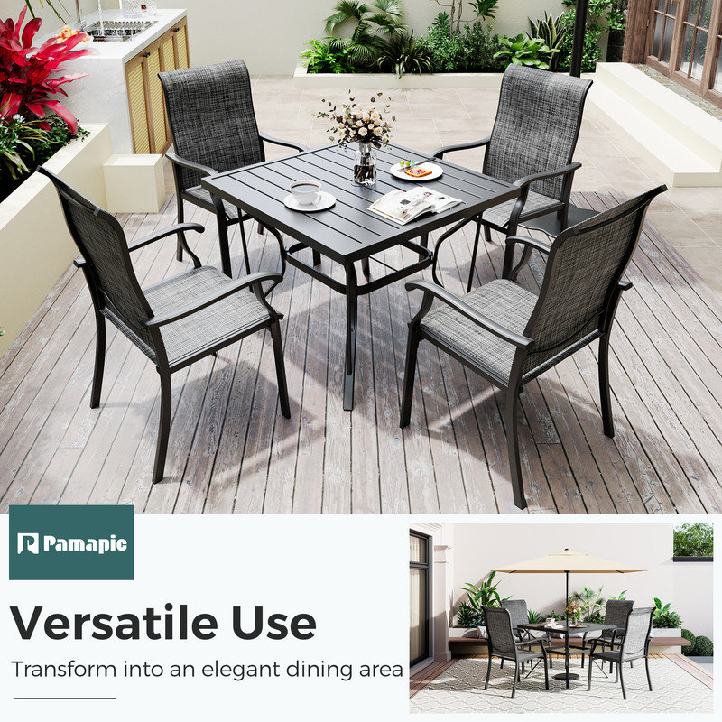 Table de salle à manger d'extérieur carrée avec trou pour parasol Urbai
