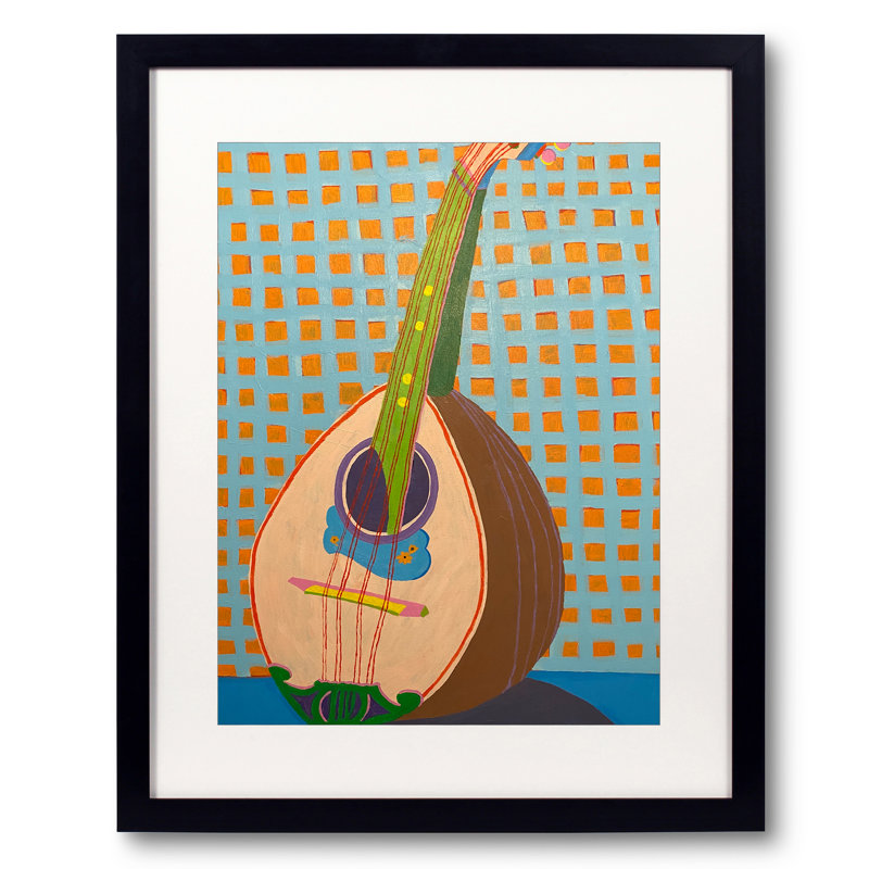 Mandolin Print by Sue Graef, Black Framed Paper, 20" H x 16" W