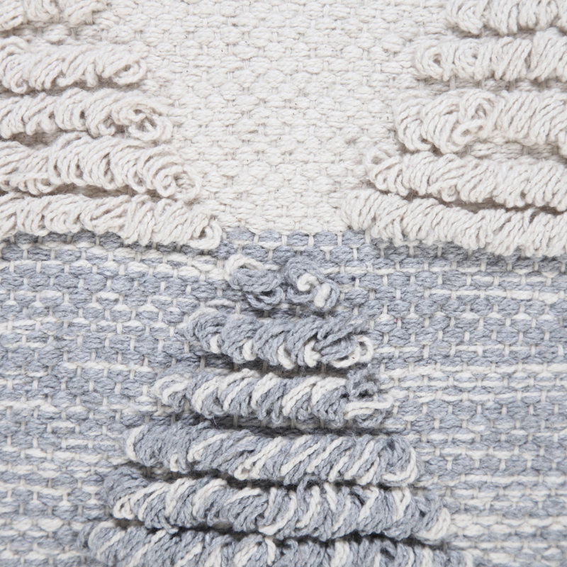 Housse de coussin décoratif contemporaine 100% coton texturé, 20 po x 20 po, Gris / blanc