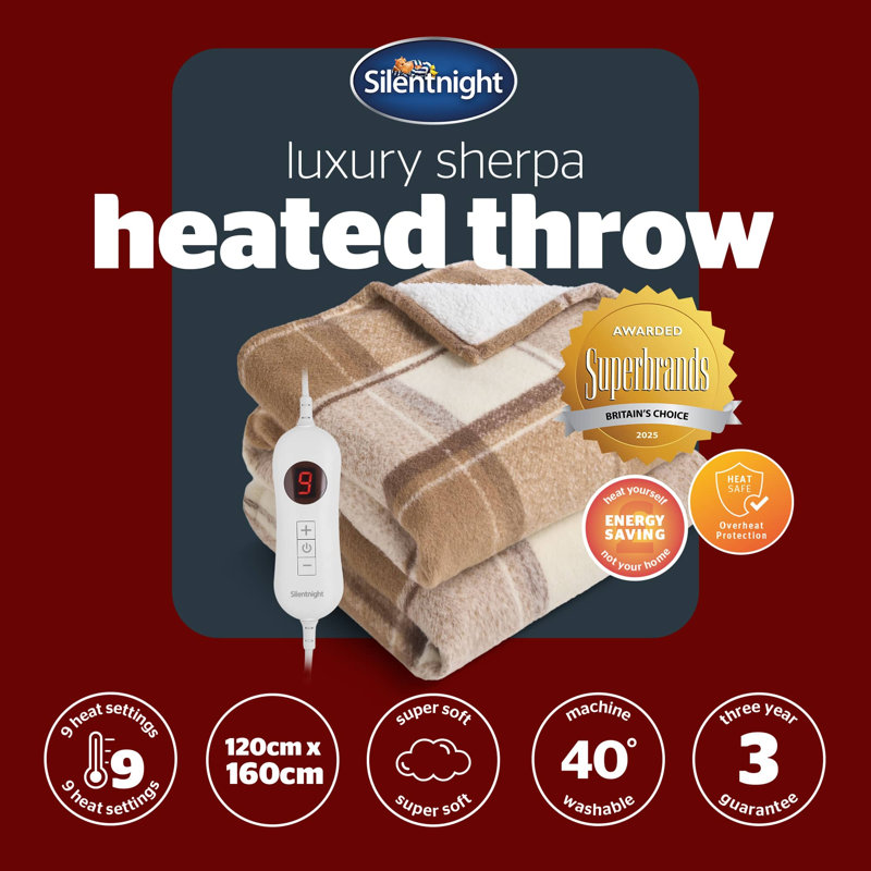 Silentnight Luxury Check Fleece Heated Throw