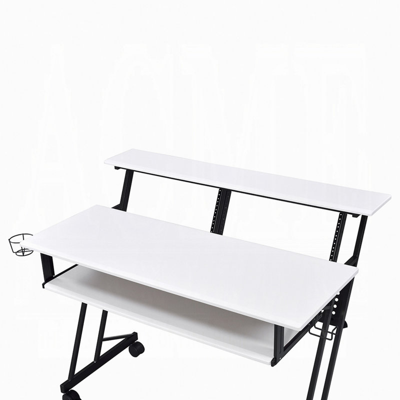 Bureau de studio de musique avec base en métal, Blanc