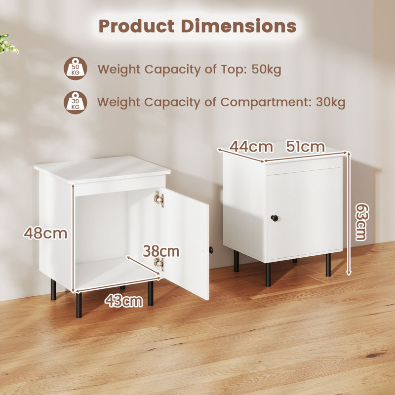 51cm W Metal Bedside Table