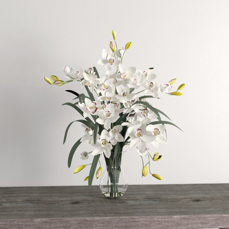 Orchids Arrangement in Vase, White