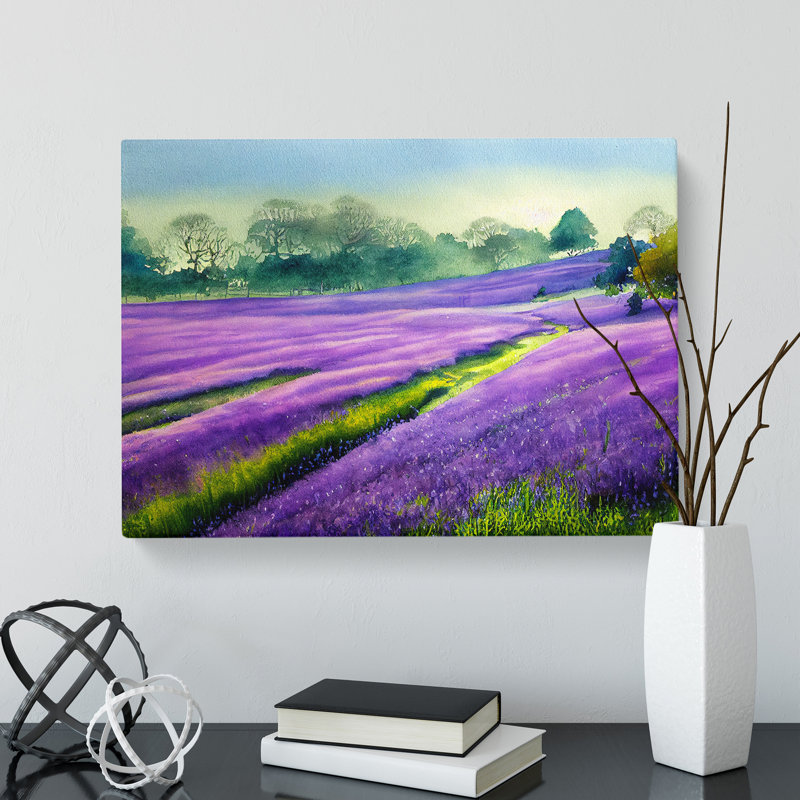 Bluebell Field Watercolour Vol.1 - Wrapped Canvas, 35cm H x 50cm W x 3cm D