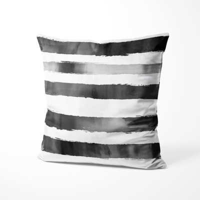 Coussin à rayures - Coussin imprimé lignes noires et blanches modernes fumée