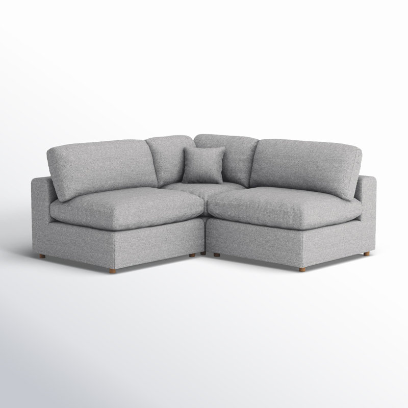 Jossa Upholstered L-Shaped Sectional Symmetrical, Gray Linen Blend