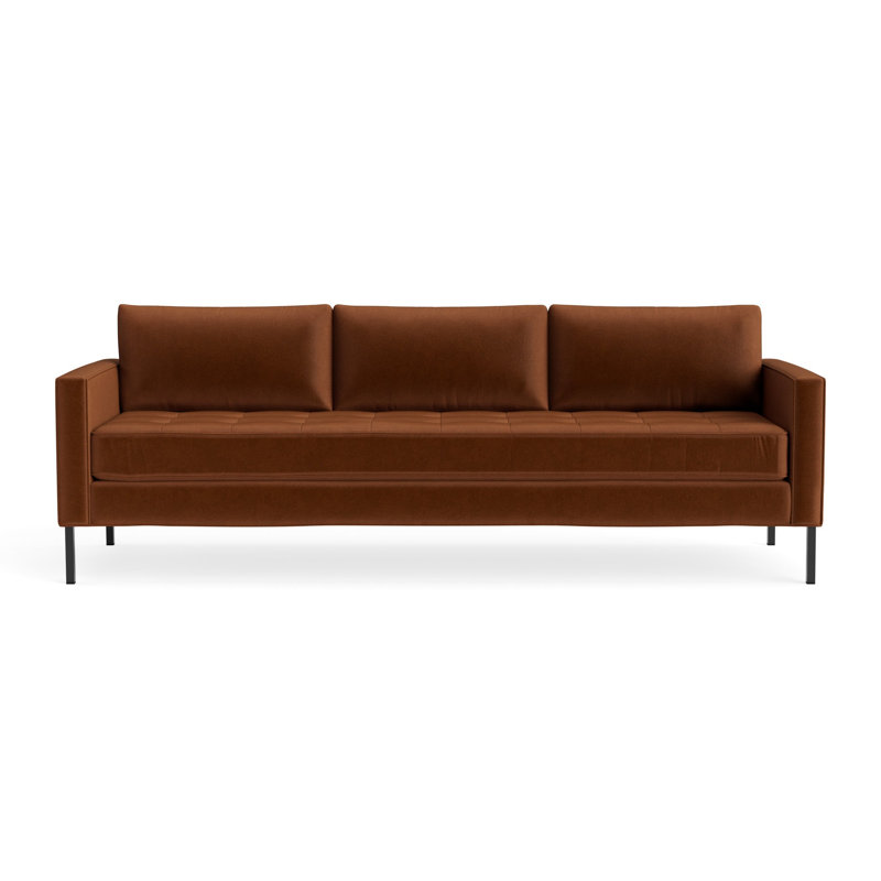 MTO - Paramount Sofa Metal Legs, 32" H x 95" W x 34" D, Copper Velvet