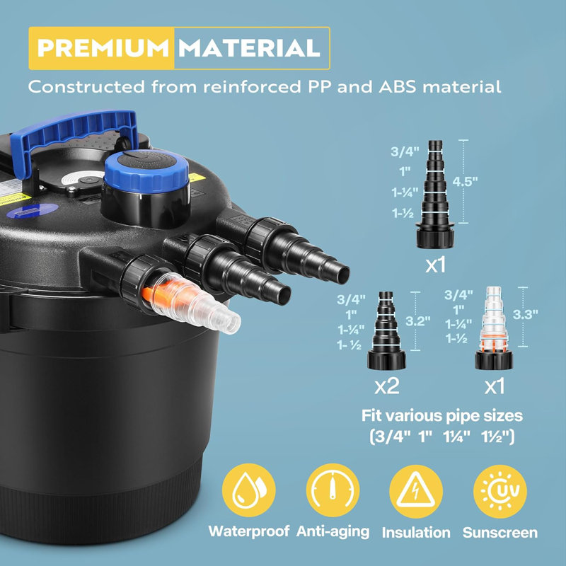 2380GPH Bio Pressure Pond Filter with 13W Light