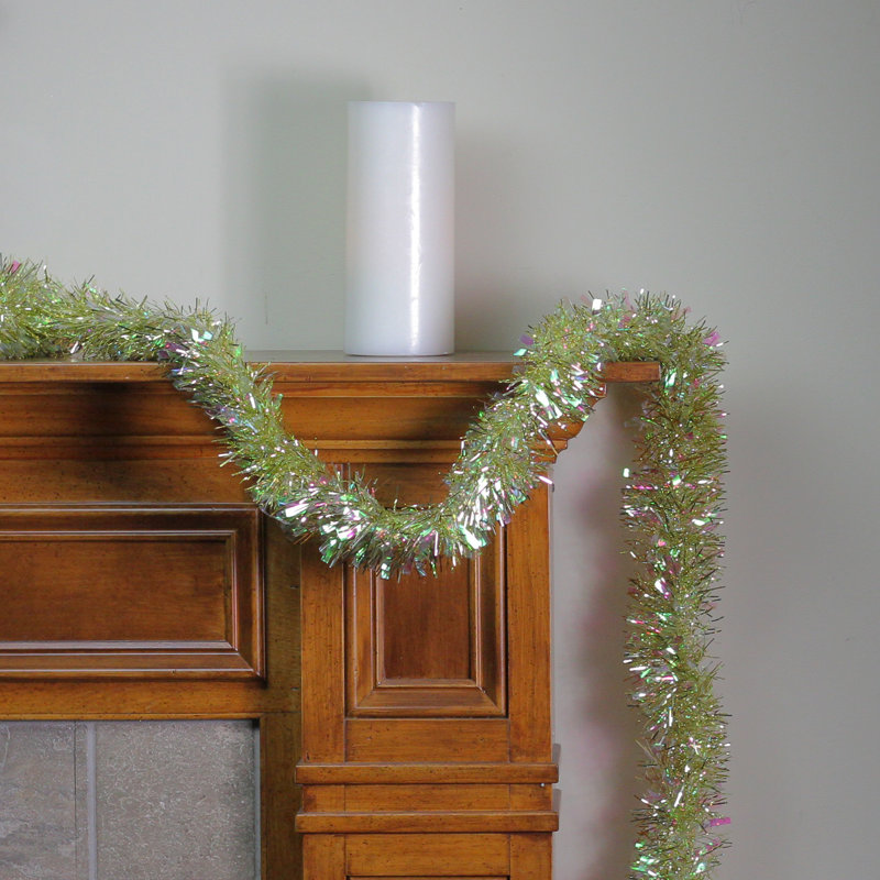 12 ft Iridescent and Gold Tinsel Christmas Garland