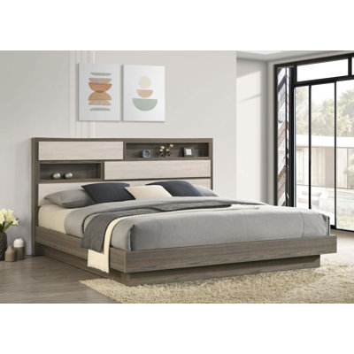Bed Bookcase Headboard Grey Oak