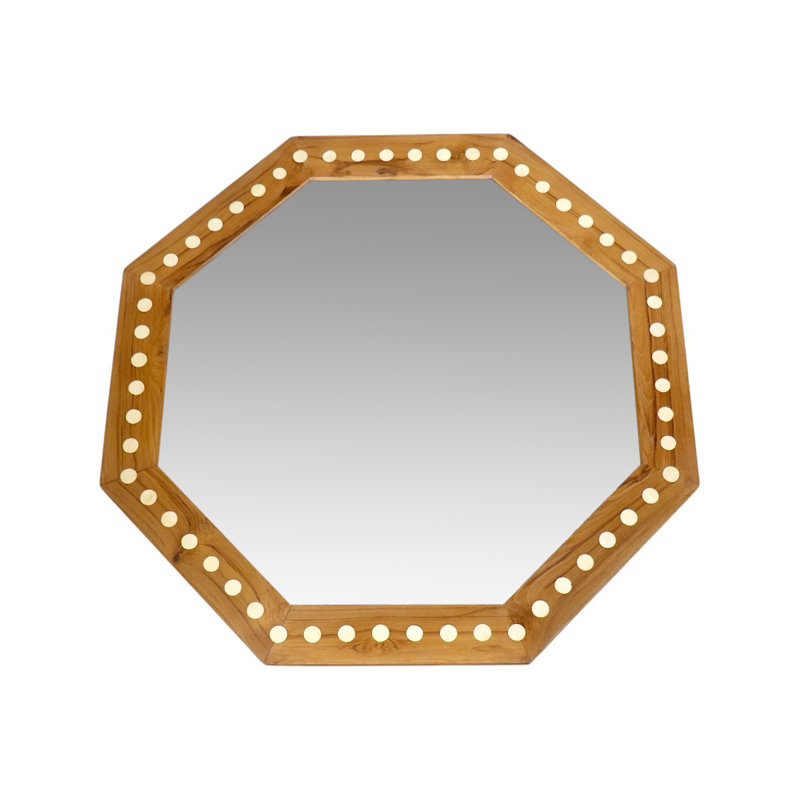Octagonal Wooden Bone Inlaid Mirror