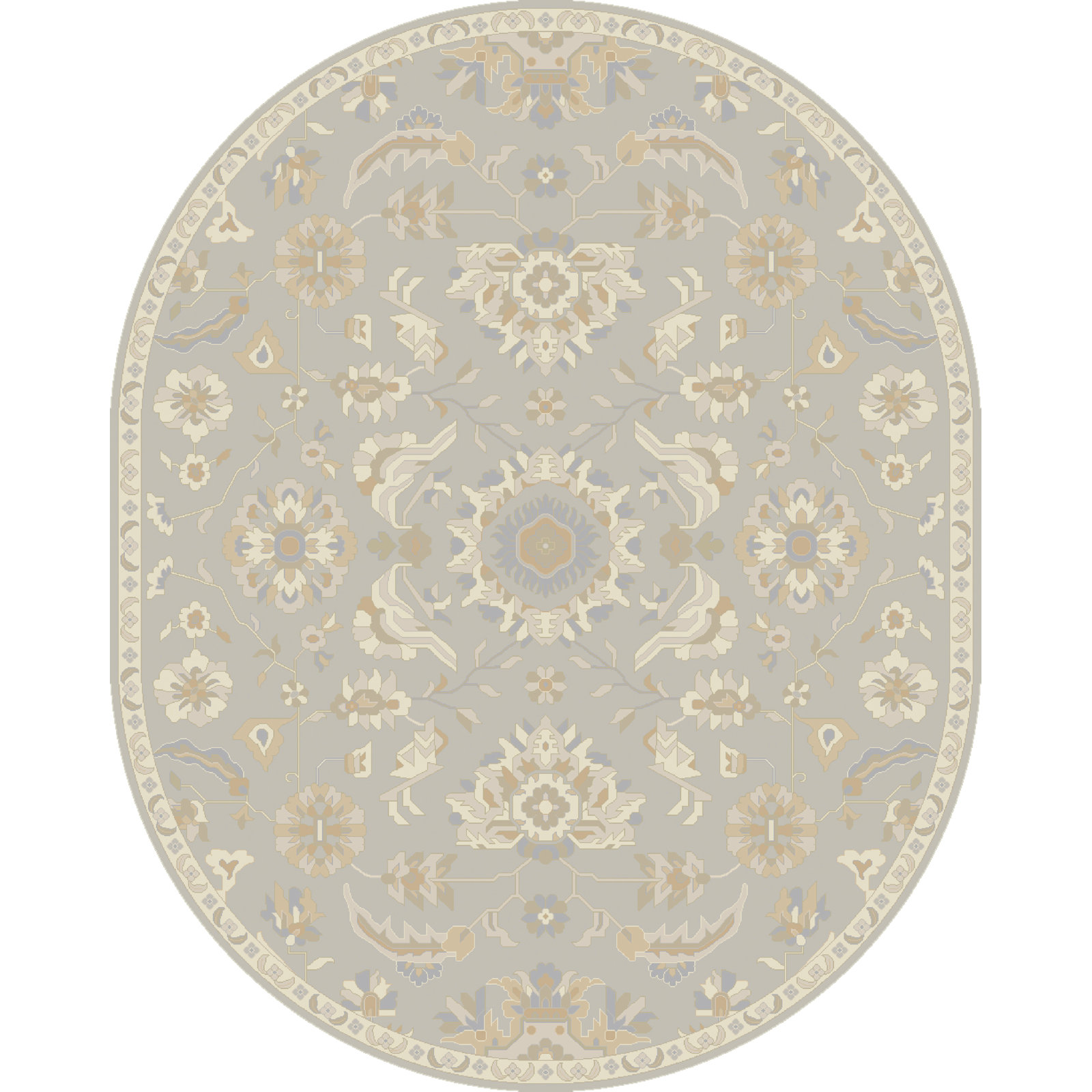Arden Beige Hand-Tufted Wool Oriental Rug, Oval 6' x 9'