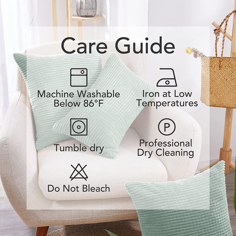 Mint Corduroy 22" x 22" Euro Pillow Covers Set of 2